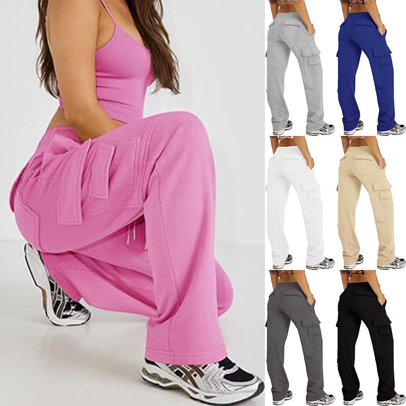 Multi-pocket Cargo Pants Casual Loose Sports Fitness Wide Leg Pants