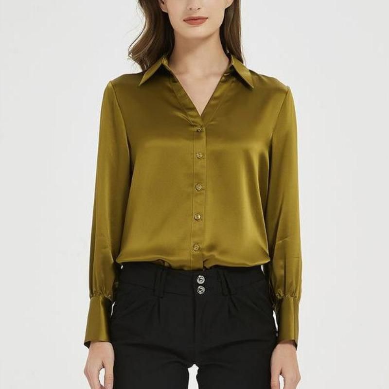 Chic Silk V-Neck Blouse for Women