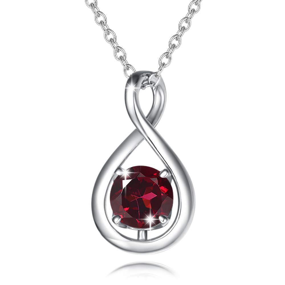 Silver Teardrop-Loop Pendant Necklace with Colored Stone