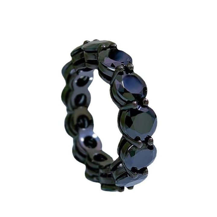 Black Diamond Round Men And Women Ring - Trendha