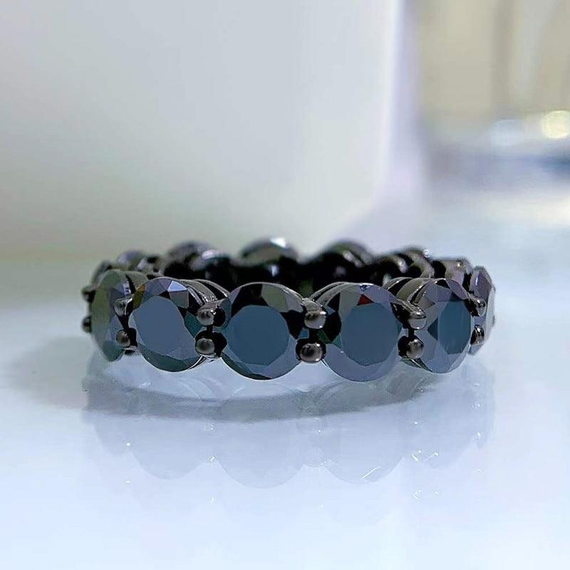 Black Diamond Round Men And Women Ring - Trendha