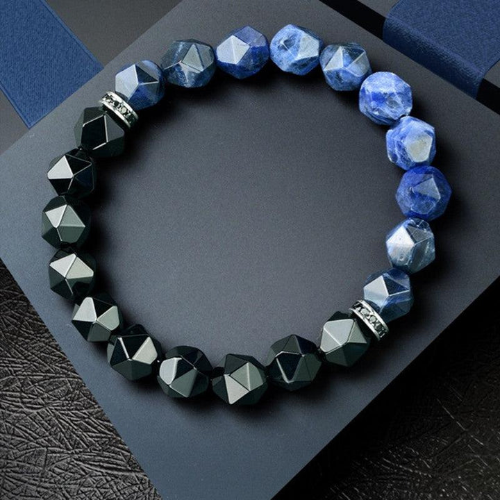 Bracelet Men's Crystal String Natural Blue Stone - Trendha