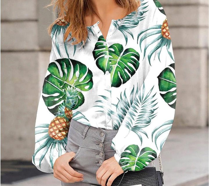 Bubble Sleeved Lapel Loose Fitting Women's Shirt - Trendha
