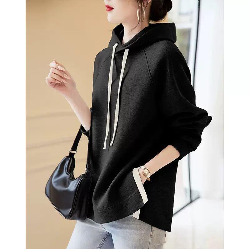 Cotton Hooded Sweater For Women Loose Fitting - Trendha