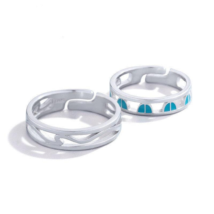 Couple Ring Sterling Silver Adjustable Personality Pair - Trendha