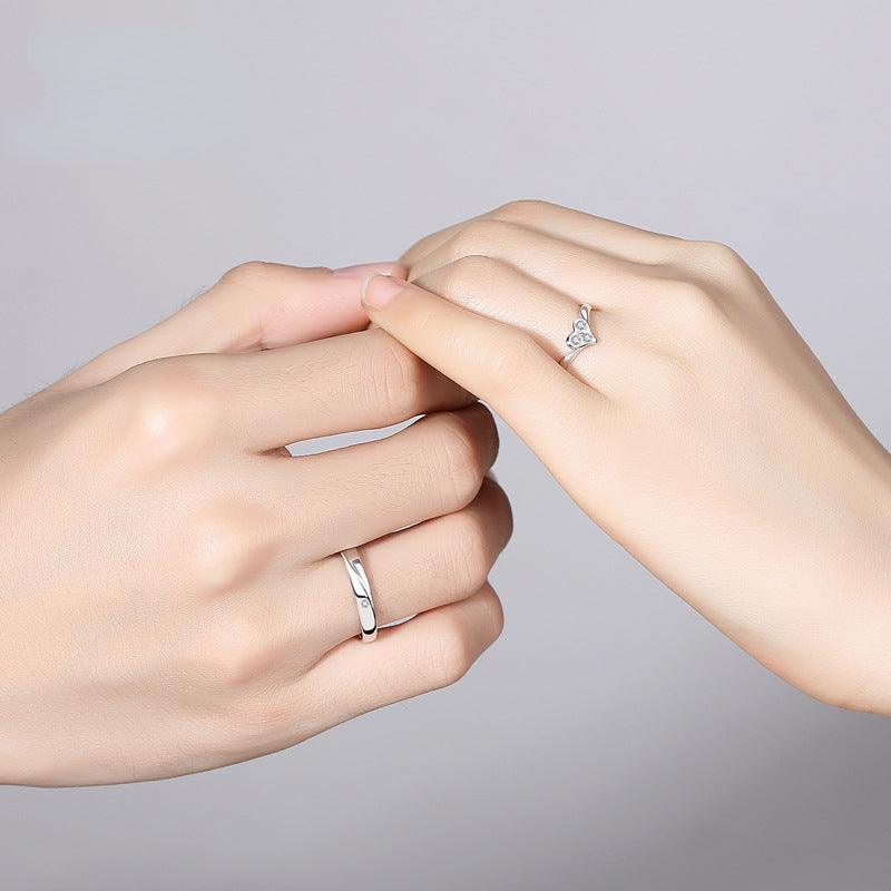 Couple Rings A Pair Of Sterling Silver Male And Female Models - Trendha