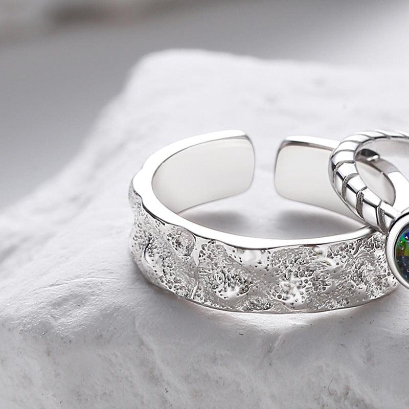 Couple's Sterling Silver Pair Versatile Glass Ring - Trendha