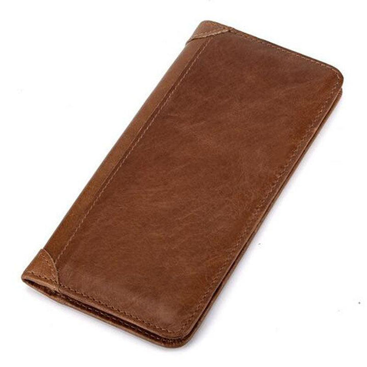 Cowhide Wallet Retro Waxed Cowhide Leather Wallet Coin Multi-card Wallet - Trendha