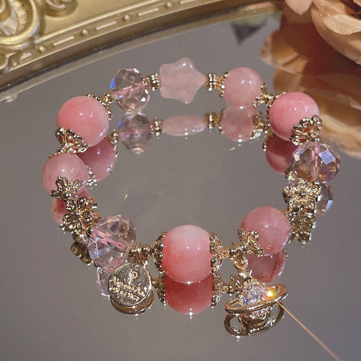 Cream Agate Natural Powder Crystal Bracelet - Trendha