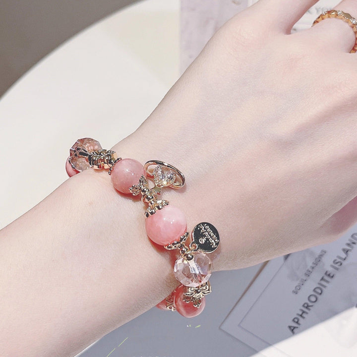 Cream Agate Natural Powder Crystal Bracelet - Trendha