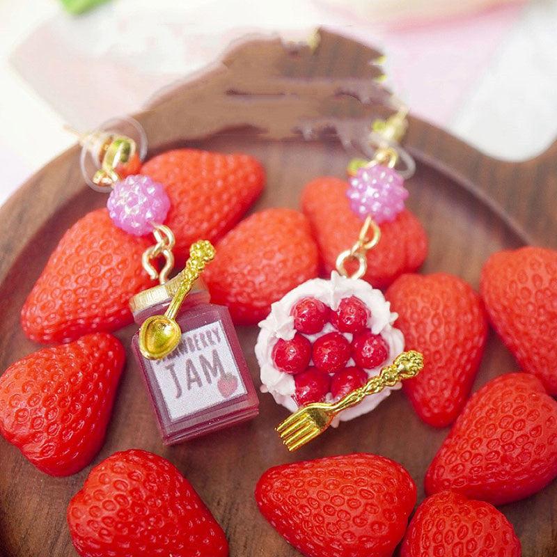 Creative Miniature Food Play Asymmetrical Alloy Earrings