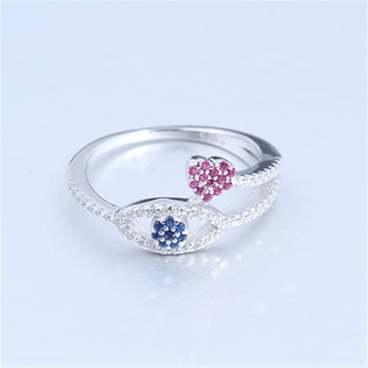 Creative Personalized Inlaid Zirconia Devil's Eye Ring - Trendha