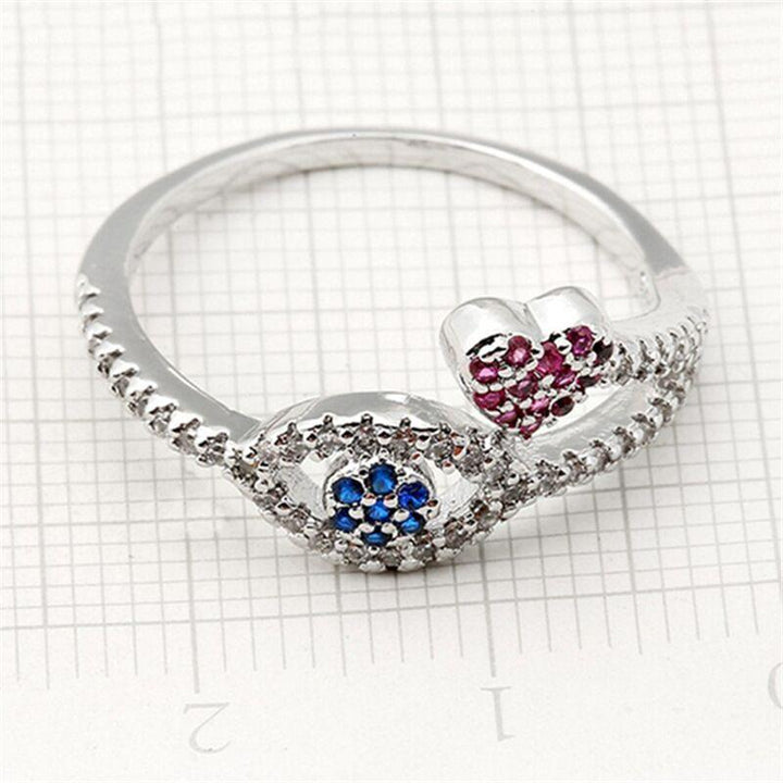 Creative Personalized Inlaid Zirconia Devil's Eye Ring - Trendha