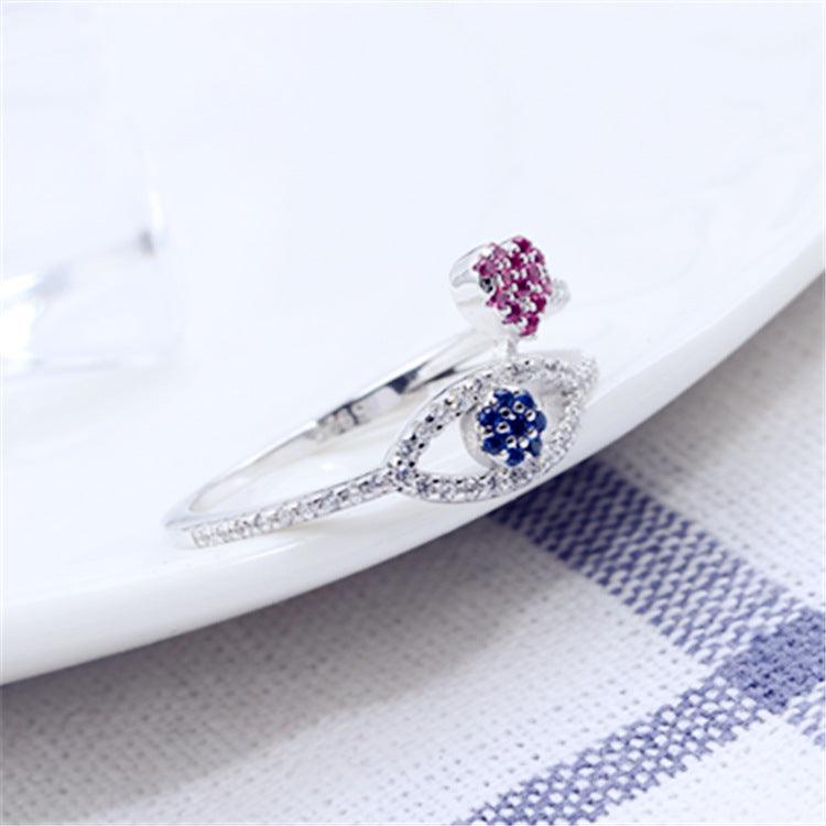 Creative Personalized Inlaid Zirconia Devil's Eye Ring - Trendha