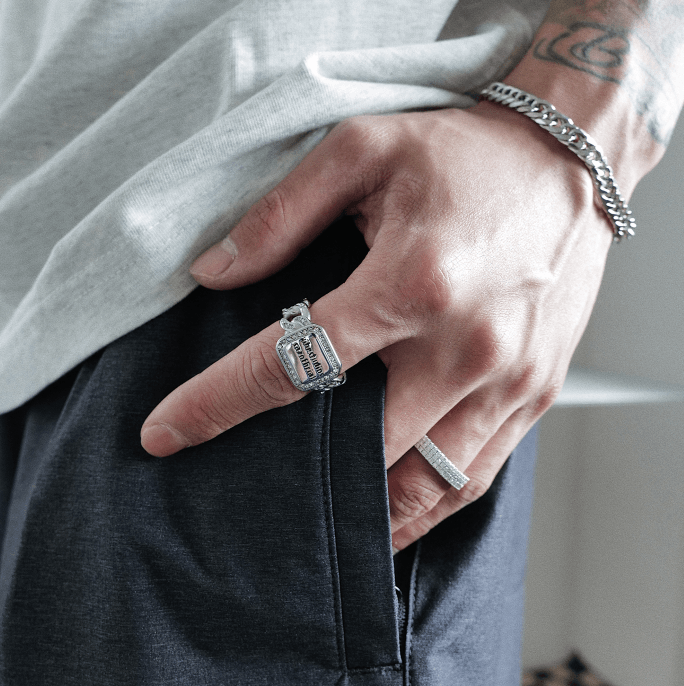 Cuban Chain Ring With Diamond Hip Hop - Trendha