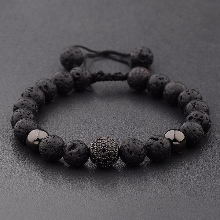 CZ Zircon Pave Lava Weaving Bracelet Men Beads - Trendha
