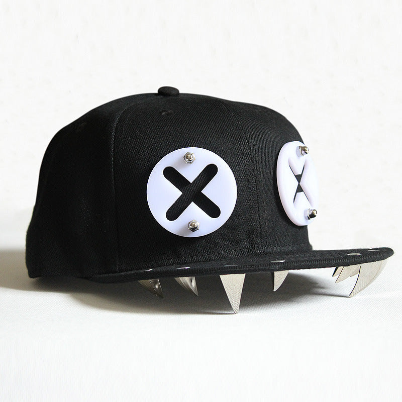 Hip-hop Punk Cap with Acrylic Demon Teeth