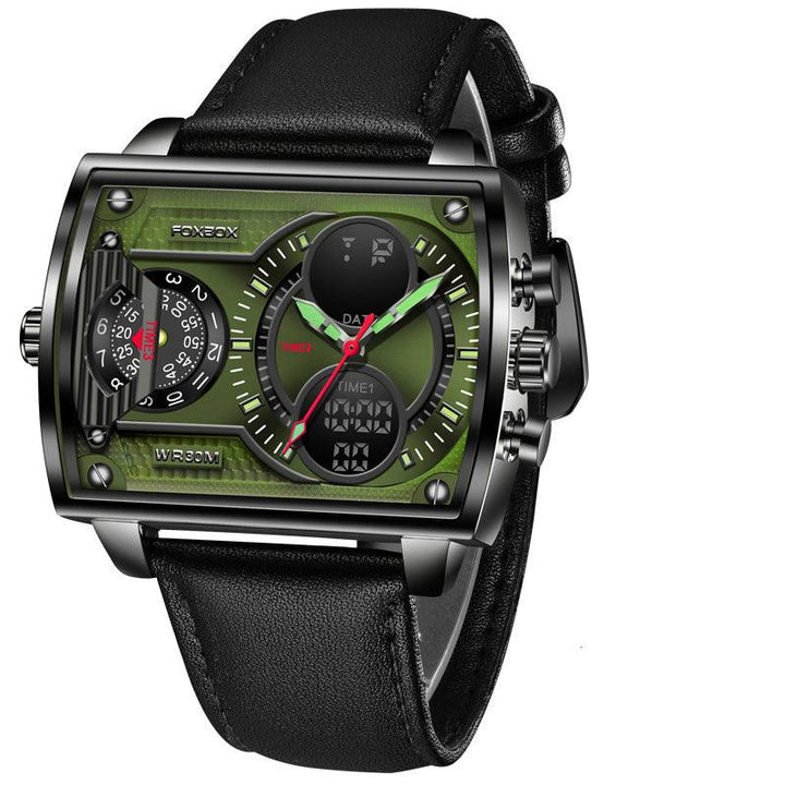 Quartz Electronic Dual Display Multi-function Square - Trendha
