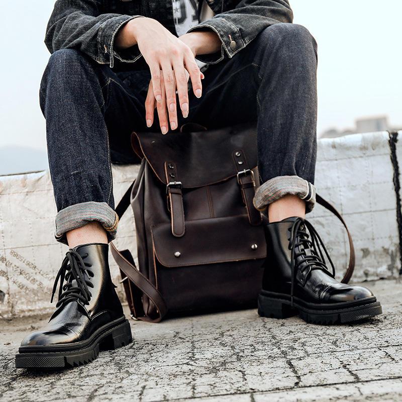 Vintage Leather Ankle Boots for Men