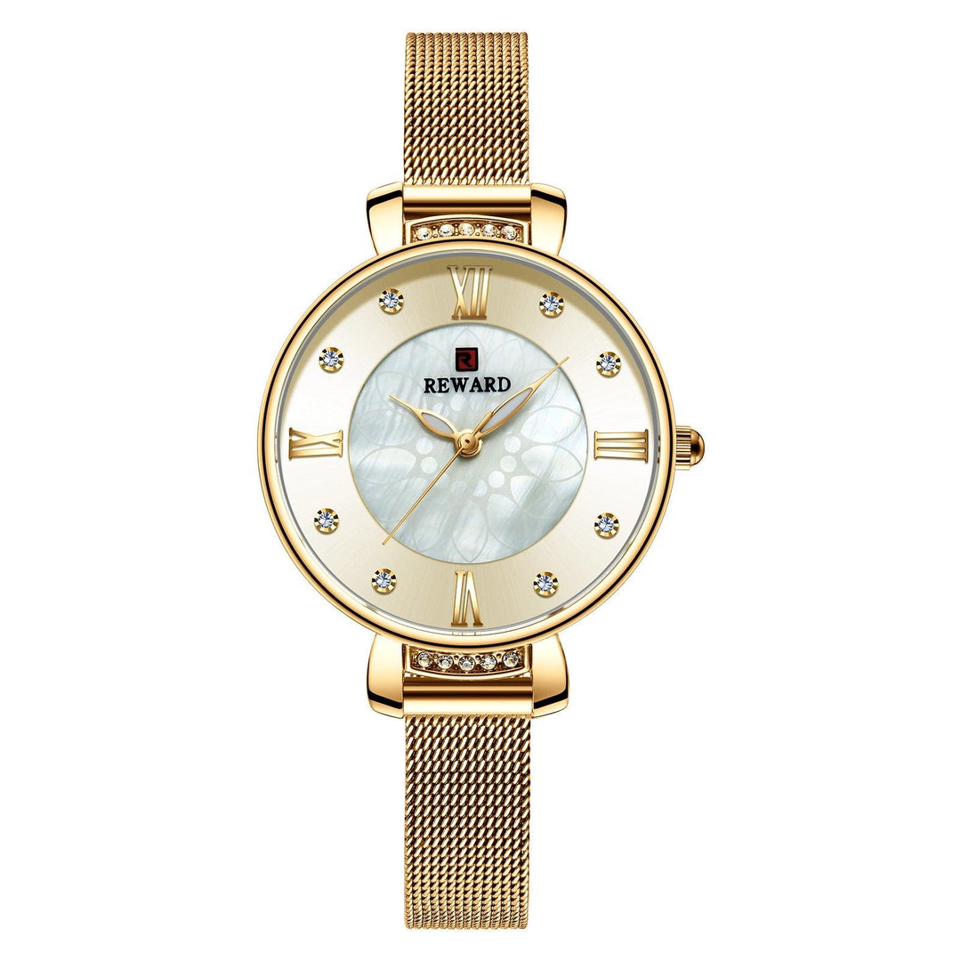 Delicate Shell Diamond Milanese Mesh Strap Ladies Watch - Trendha