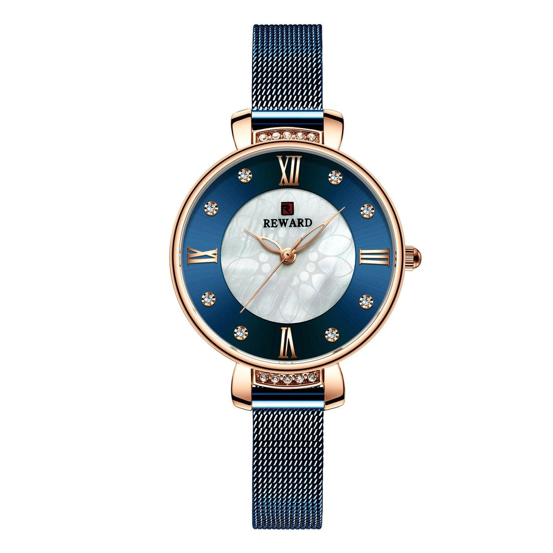 Delicate Shell Diamond Milanese Mesh Strap Ladies Watch - Trendha