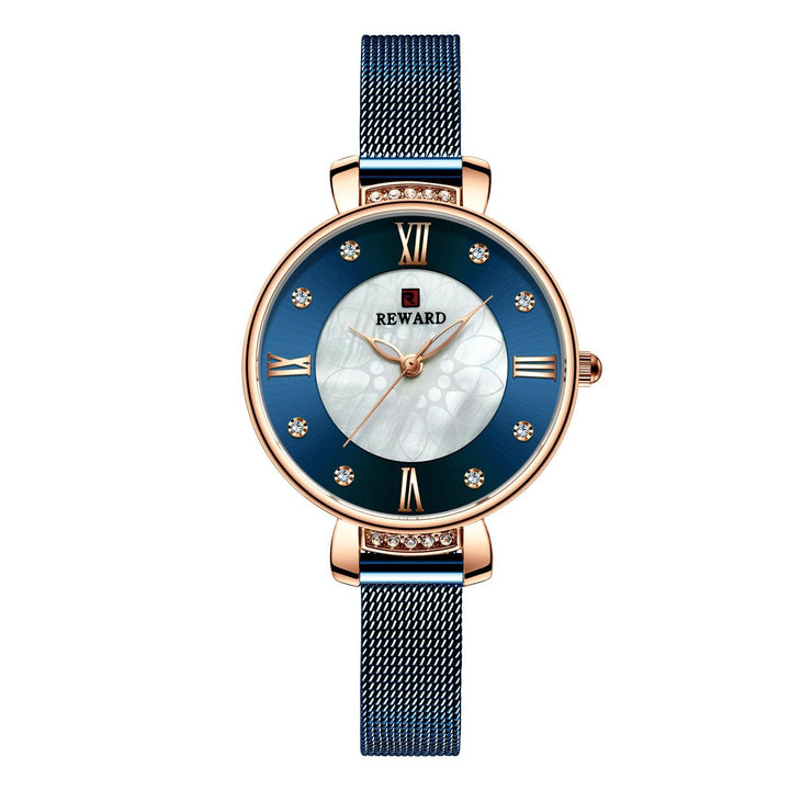 Delicate Shell Diamond Milanese Mesh Strap Ladies Watch - Trendha