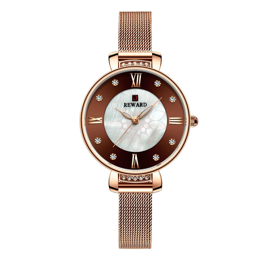 Delicate Shell Diamond Milanese Mesh Strap Ladies Watch - Trendha