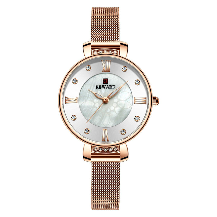 Delicate Shell Diamond Milanese Mesh Strap Ladies Watch - Trendha
