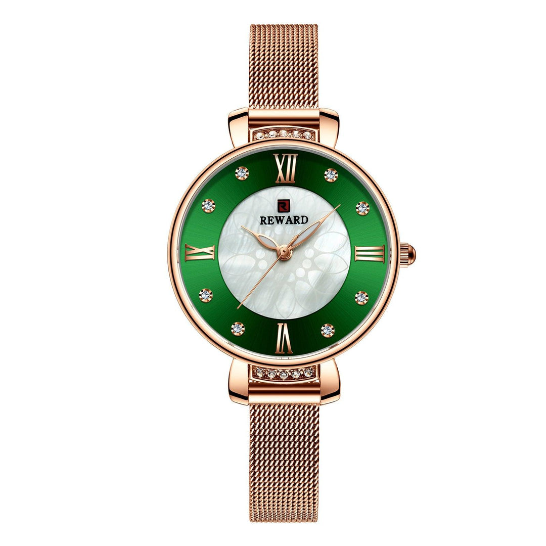 Delicate Shell Diamond Milanese Mesh Strap Ladies Watch - Trendha