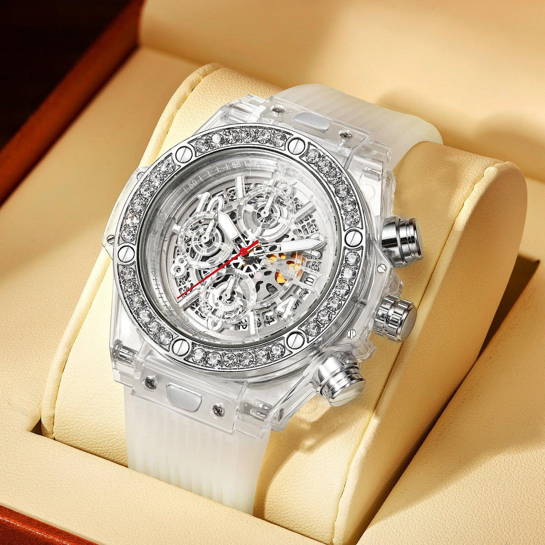 Diamond Inlaid Transparent Quartz Watch Waterproof - Trendha