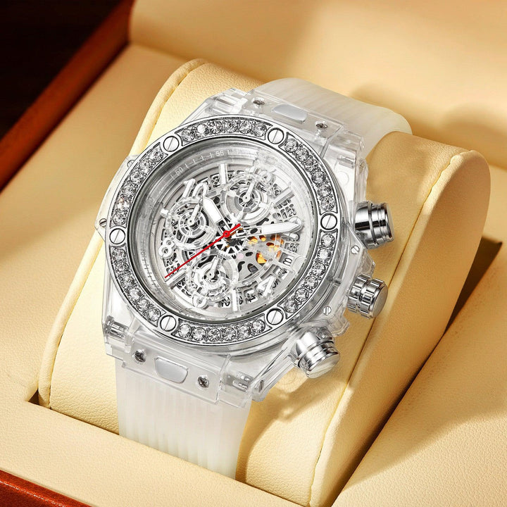 Diamond Inlaid Transparent Quartz Watch Waterproof - Trendha