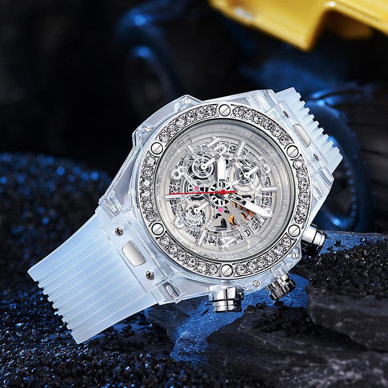 Diamond Inlaid Transparent Quartz Watch Waterproof - Trendha