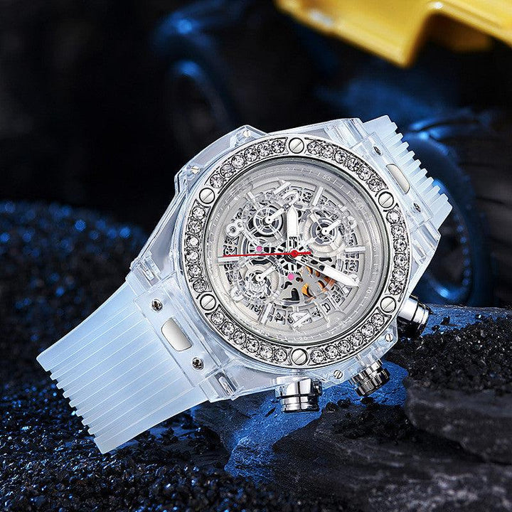 Diamond Inlaid Transparent Quartz Watch Waterproof - Trendha