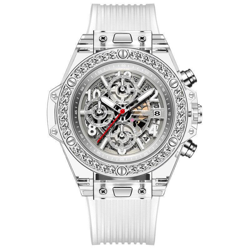 Diamond Inlaid Transparent Quartz Watch Waterproof - Trendha