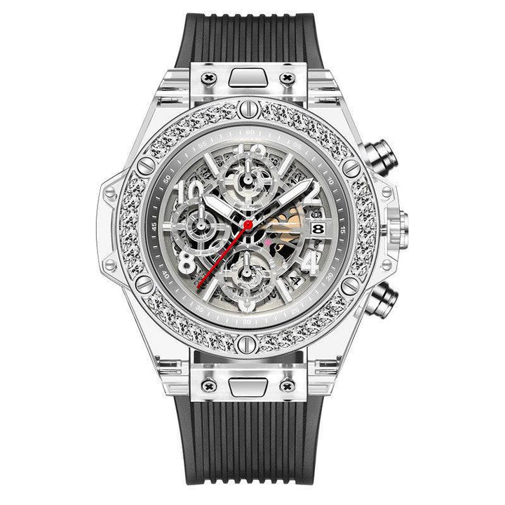 Diamond Inlaid Transparent Quartz Watch Waterproof - Trendha
