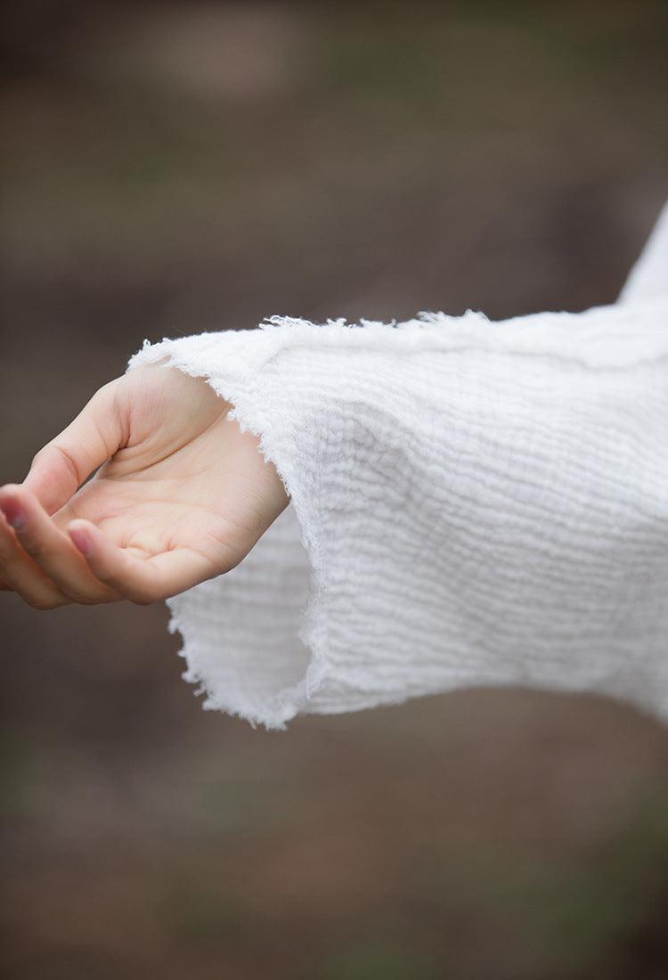 Double-layer Cotton Stone Washed Brushed Artistic All-match T-shirt - Trendha