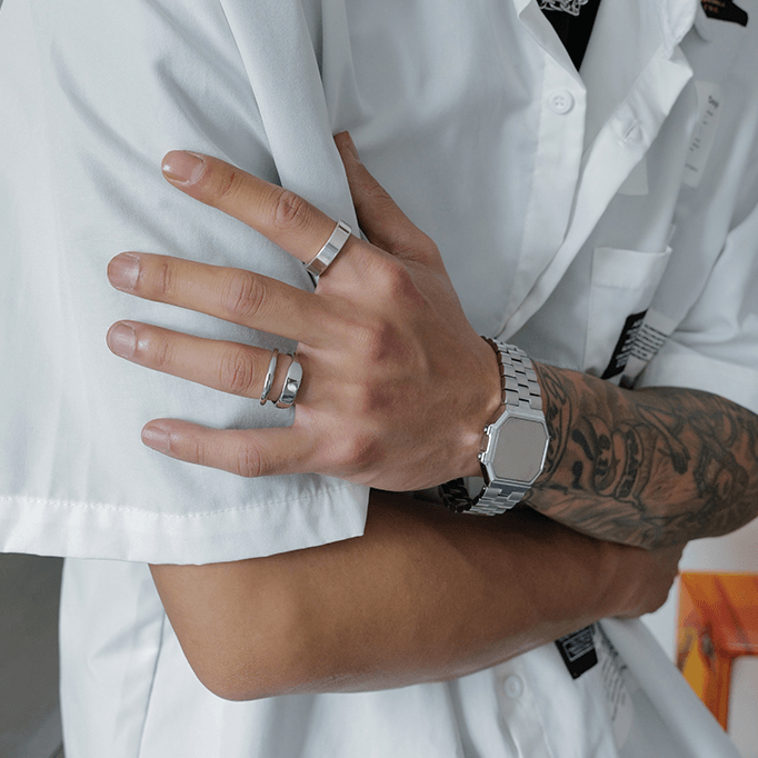 Double Layer Titanium Steel Ring Hip Hop - Trendha