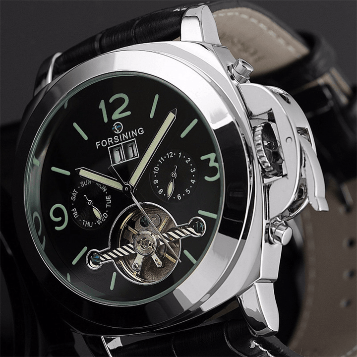 Double-sided Skeleton Luminous Men's Watch Automatic Belt Mechanical - Trendha