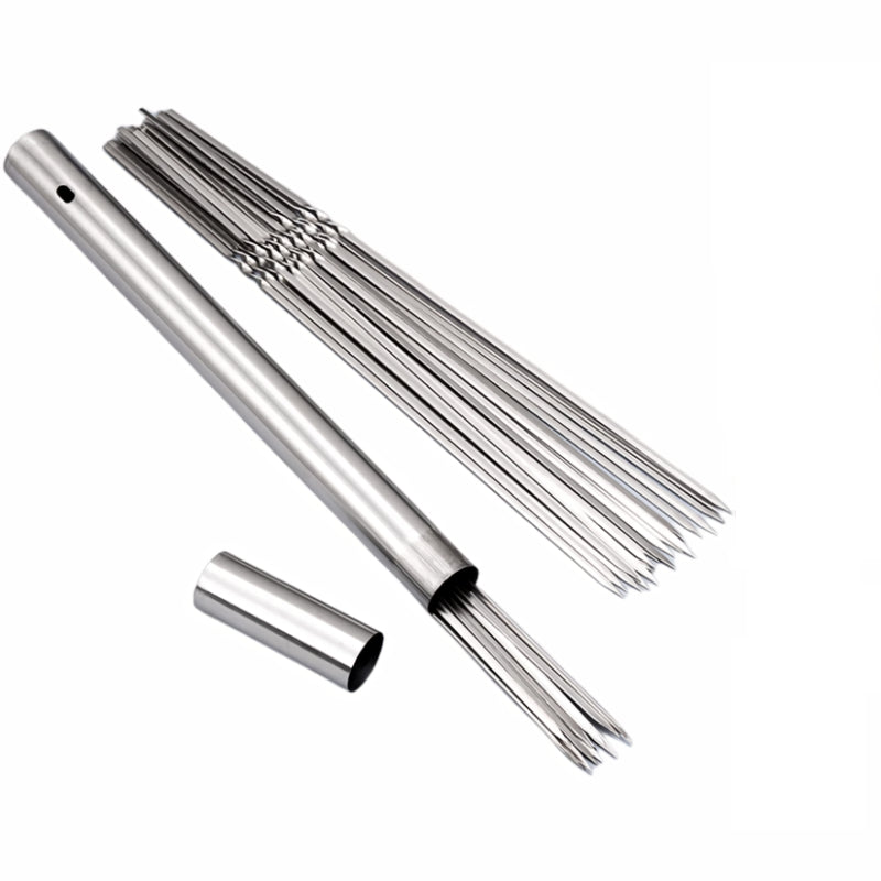 Stainless Steel BBQ Skewers Set or Storage Tube