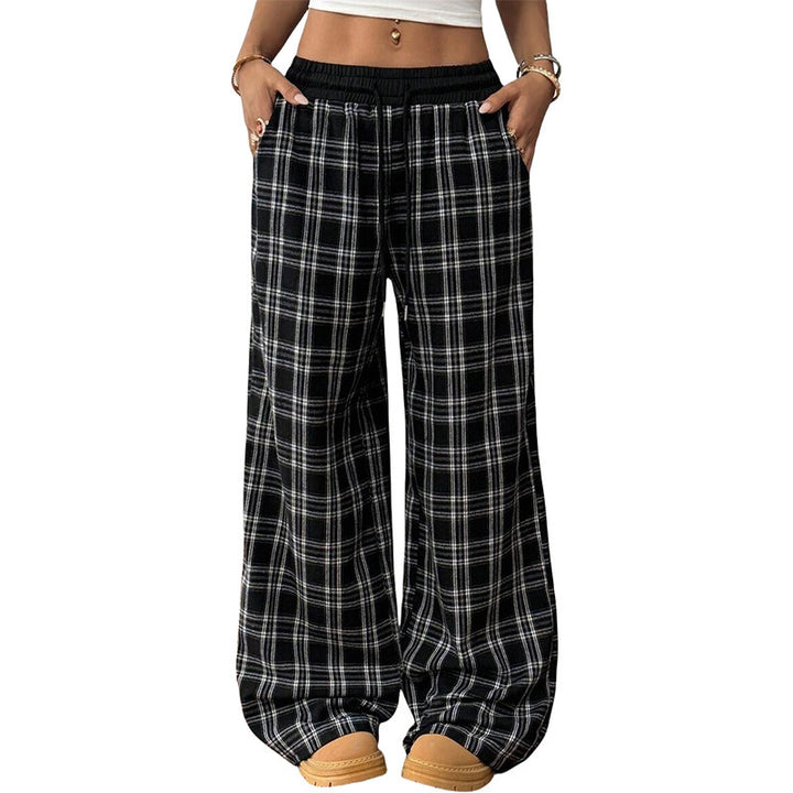 Retro Plaid Loose Casual Pants Fashion Sports Straight Pants