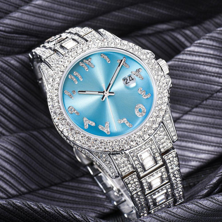 European And American Hip Hop Diamond Full Diamond Business Men's Waterproof Quartz Watch - Trendha