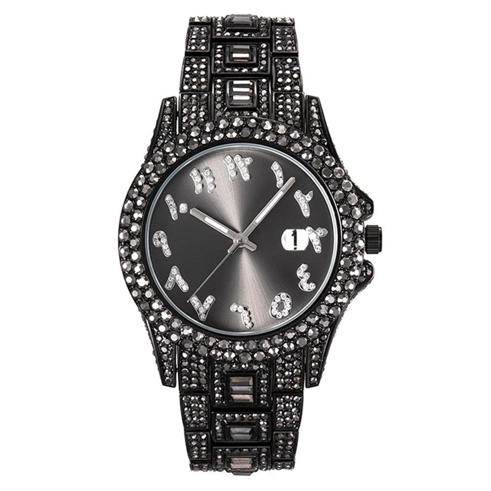 European And American Hip Hop Diamond Full Diamond Business Men's Waterproof Quartz Watch - Trendha