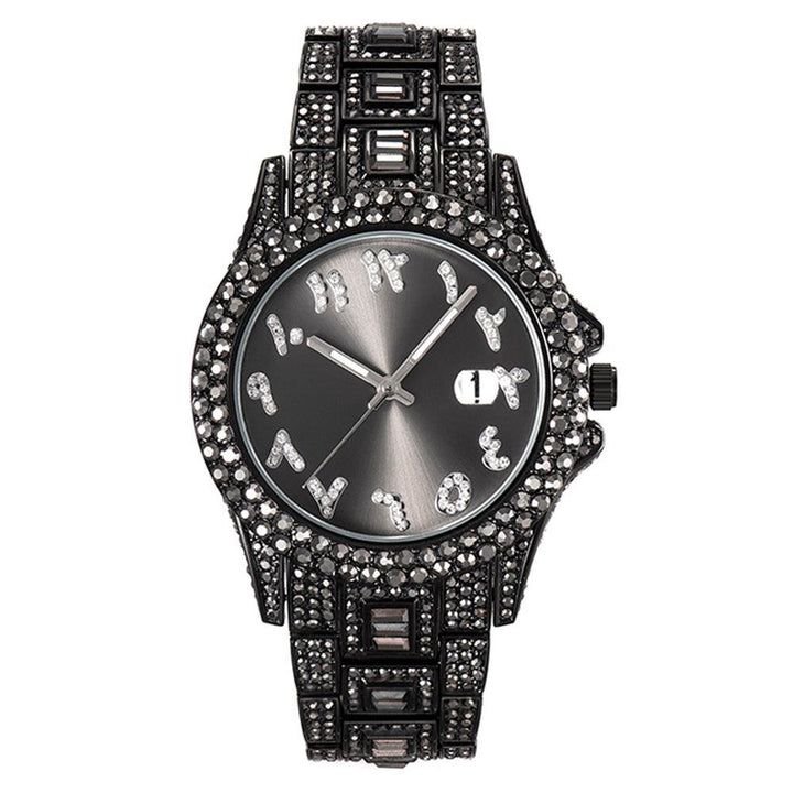 European And American Hip Hop Diamond Full Diamond Business Men's Waterproof Quartz Watch - Trendha
