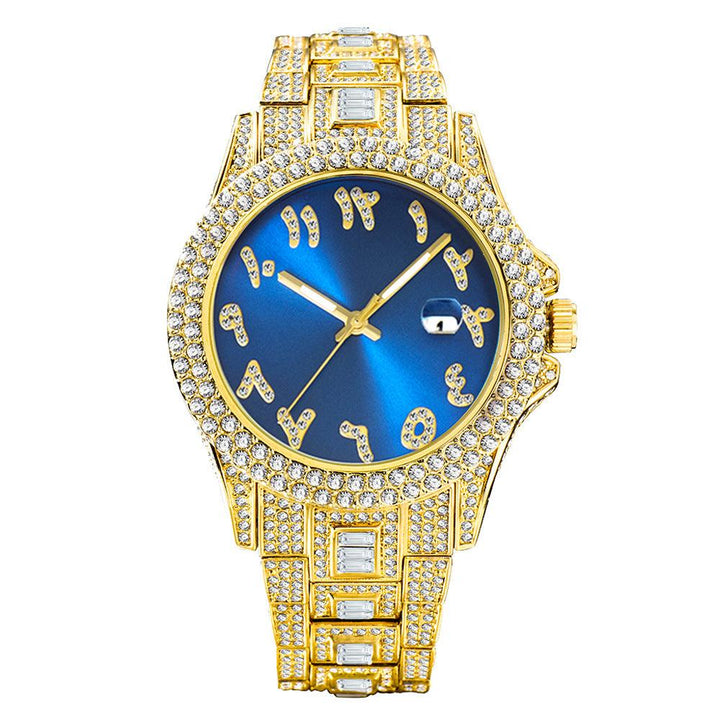 European And American Hip Hop Diamond Full Diamond Business Men's Waterproof Quartz Watch - Trendha