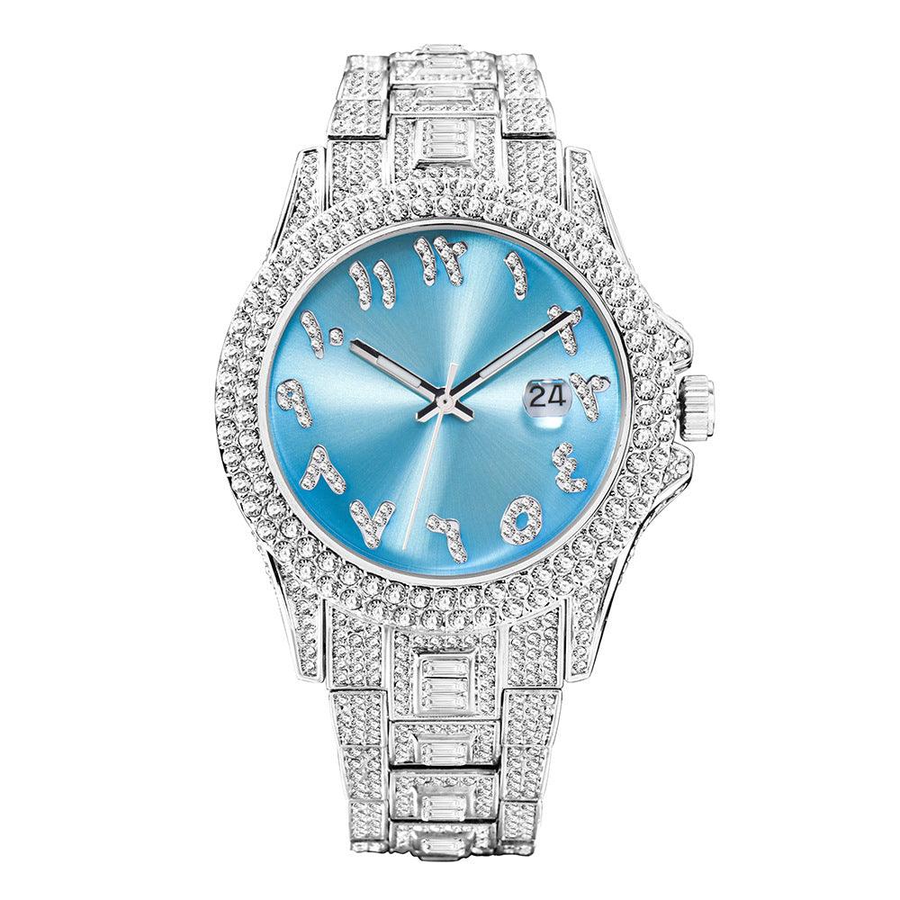 European And American Hip Hop Diamond Full Diamond Business Men's Waterproof Quartz Watch - Trendha