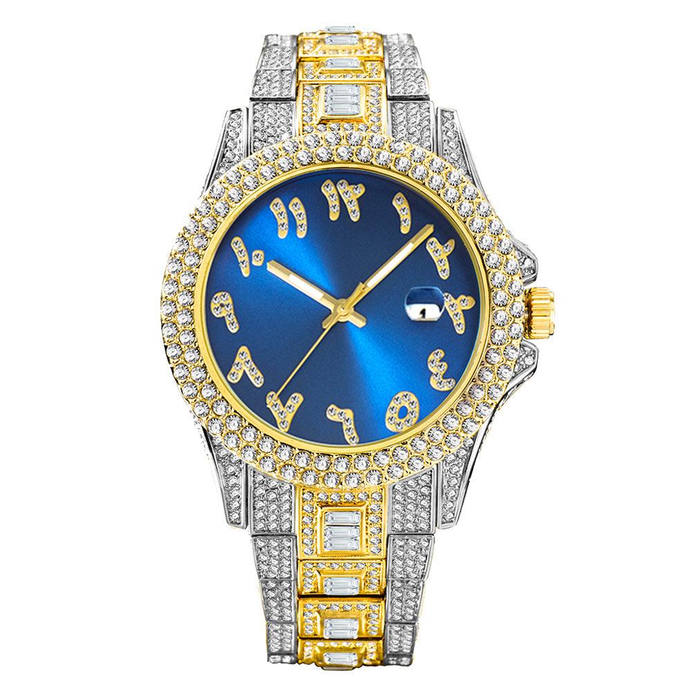 European And American Hip Hop Diamond Full Diamond Business Men's Waterproof Quartz Watch - Trendha