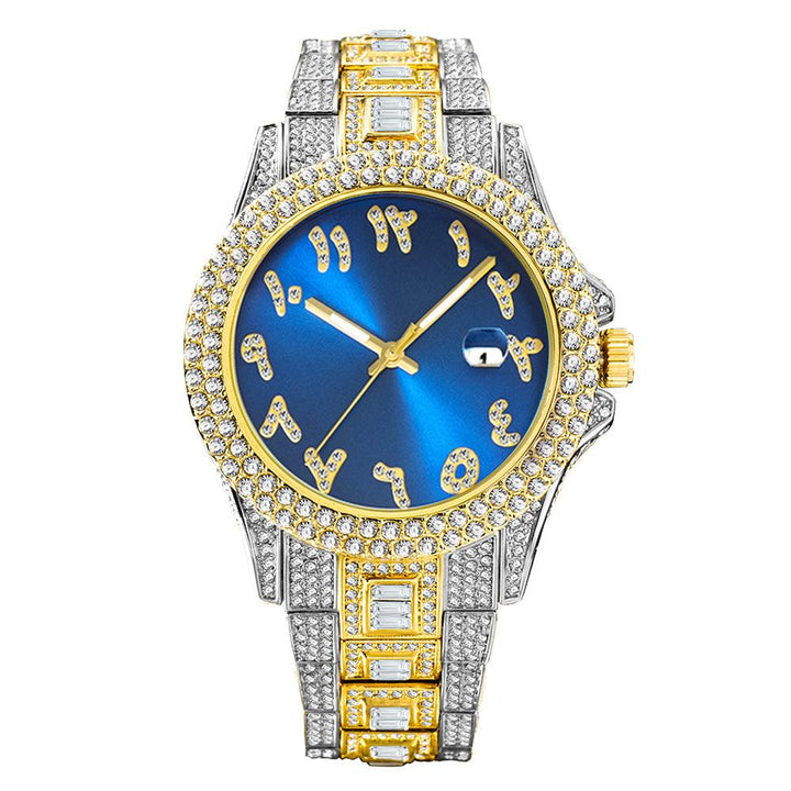 European And American Hip Hop Diamond Full Diamond Business Men's Waterproof Quartz Watch - Trendha