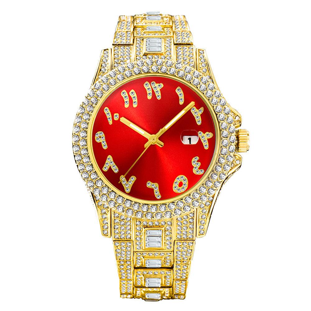 European And American Hip Hop Diamond Full Diamond Business Men's Waterproof Quartz Watch - Trendha