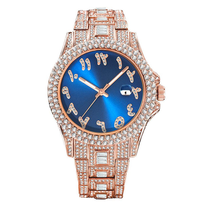 European And American Hip Hop Diamond Full Diamond Business Men's Waterproof Quartz Watch - Trendha