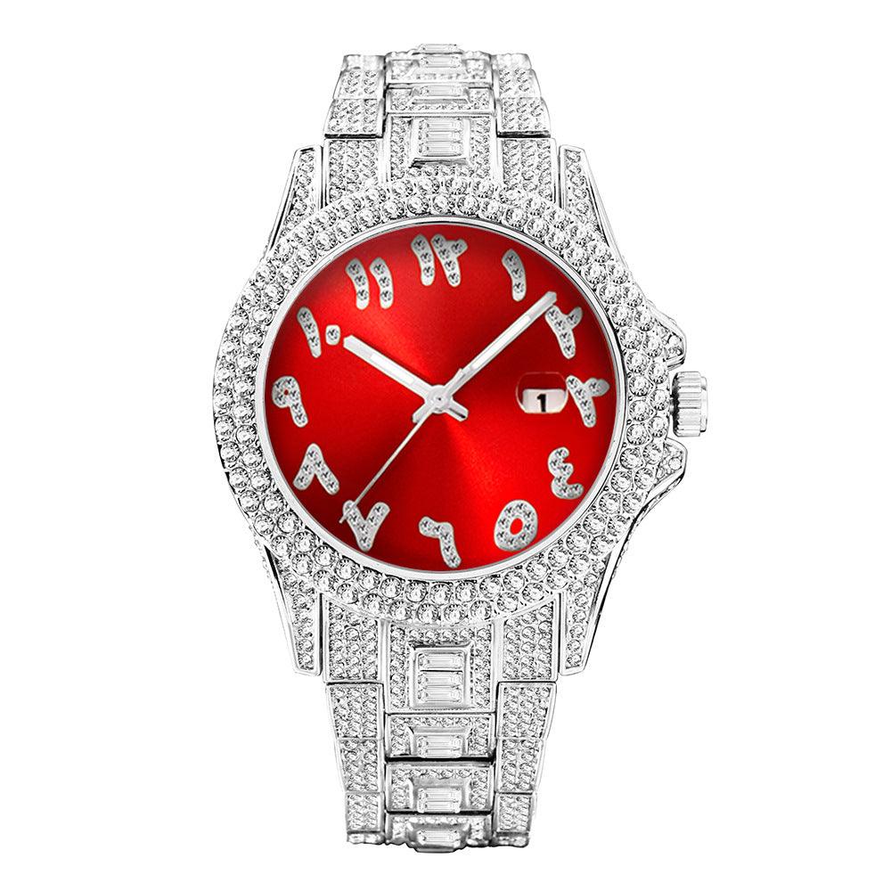 European And American Hip Hop Diamond Full Diamond Business Men's Waterproof Quartz Watch - Trendha